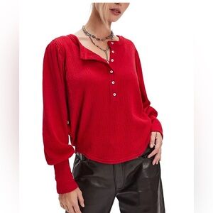 Free People We the Free Quinn Knit Thermal in Salsa NWOT